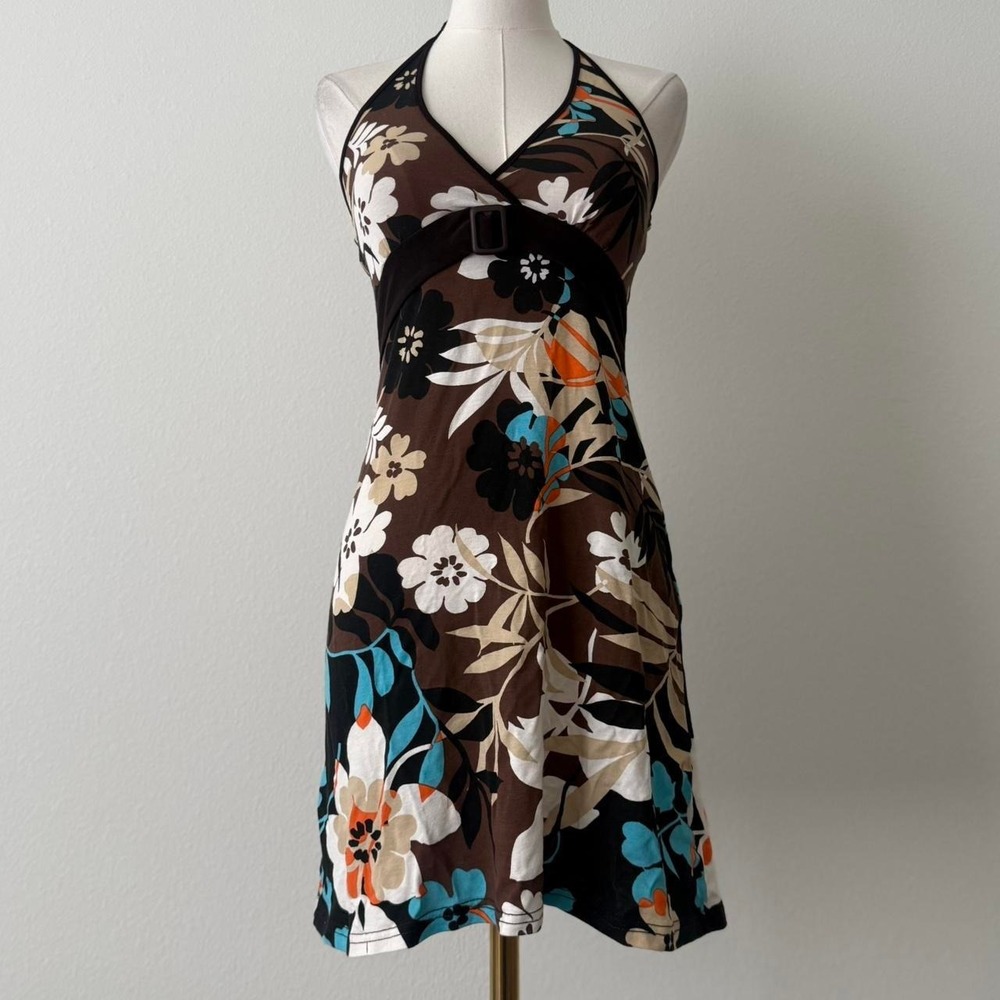 Y2K Malll Core Halter Dress XS 2000s Coquette V neck Stretchy Summer